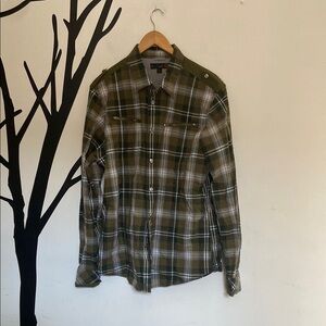 Guess green plaid button down